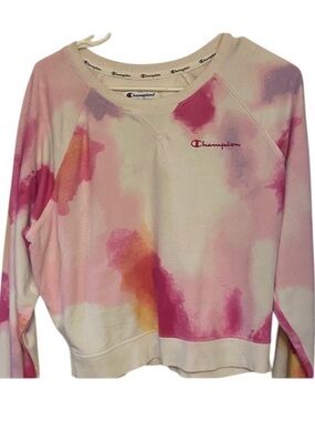 Champion Pink Multi Tie-Dye Crewneck Sweatshirt